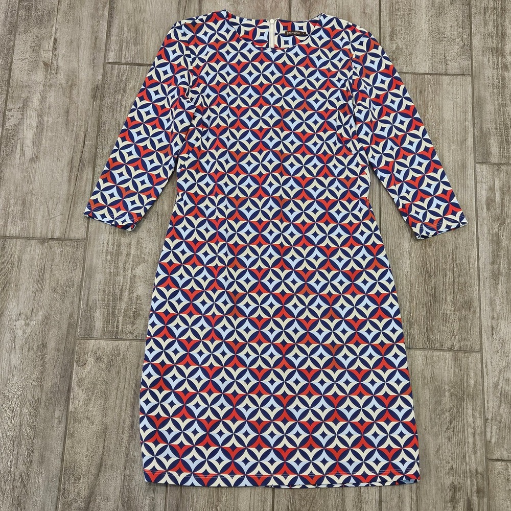 J.McLaughlin Catalina Cloth Geometric Print Sheath Dress Size S Retro USA